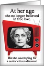 Senior Citizen Discount on Love B&W TV Valentines Day card