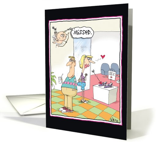 Cupid Missed Funny Shopping Shoes Card for Valentine's Day card