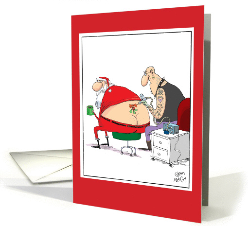 Santa Tattoo Trampstamp Holiday Humor card (1456252)