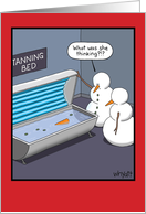 Snowman Tanning Bed card