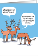 Reindeer Comet’s Problem Las Vegas Christmas Joke card