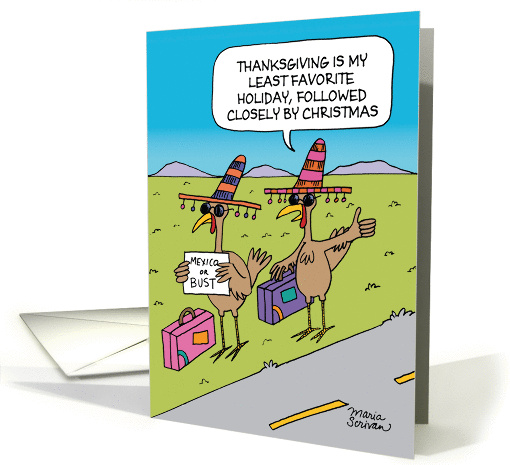 Hitchhiking Turkeys Thanksgiving Humor card (1456512)