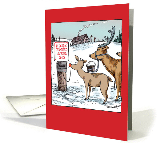Electric Reindeer Parking at Charging Station card (1457048)
