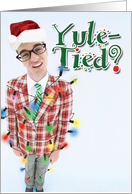 Yule-Tied Hipster in Lights Christmas Joke Paper Card