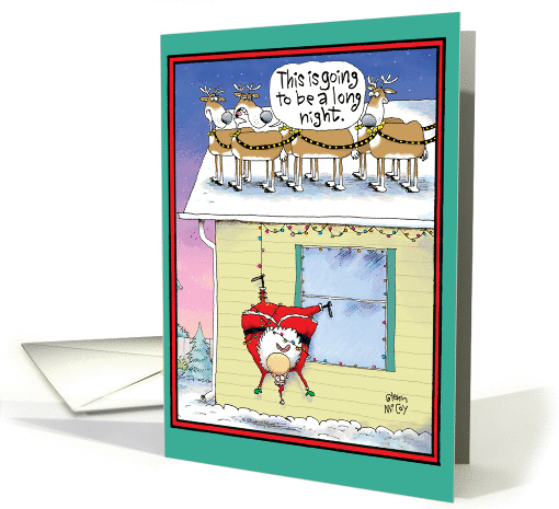 Long Night Santa Falls from Rooftop Christmas Joke Paper card