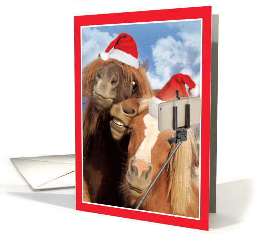 Holiday Animal Selfie Christmas Card - Horses card (1458236)
