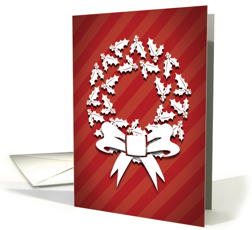 Holly Dimensions White Wreath on Red Christmas card (1458272)