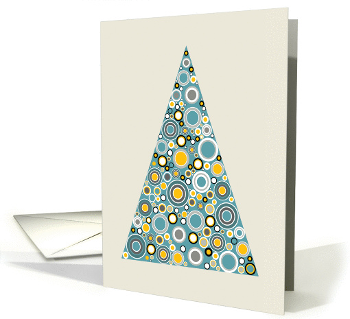 Ornamentals Modern Christmas Tree with Swirls in Teal and Yellow card