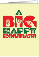 Big Signs Happy Holidays Featuring Colorful Images of Letters and ASL card