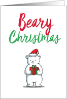 Beary Christmas Twas The Pun Before Christmas Polar Bear with Doodled Punny Saying card