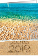 Sands of Time: New Year Greeting Card with Tides Washing Away The Year card
