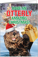 Otterly Amazing Christmas Featuring An Otter In the Holiday Spirit card