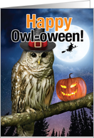 Happy Owl-oween: Hysterical Halloween Greeting Card Featuring an Owl card