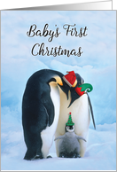 Penguins First Christmas as Parents Baby’s First Christmas card