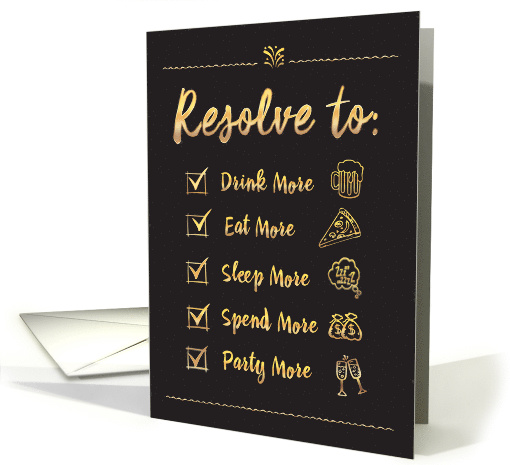 Bad Resolutions Featuring The Perfect New Year's Resolution List card