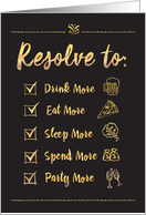 Bad Resolutions Featuring The Perfect New Year’s Resolution List card