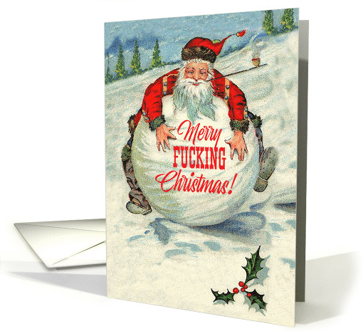 Santa Snowball Hysterical Christmas Card With Vintage... (1543946)