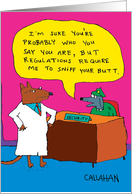 Sniff Your Butt Dogs: Funny Birthday Card Featuring a Diligent Dog card