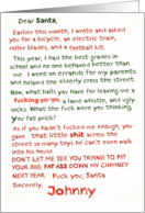 Fuck You Santa Letter Funny Card