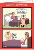 Kiss Nose Mistletoe Funny Card