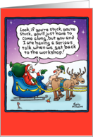 Stuck Elf Funny Holiday Card