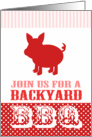 Backyard BBQ Invitation Cute Red and Pink Pig card