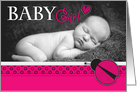 Baby Girl Little Ladybug Photo Birth Announcement card