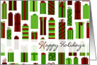 Green and Red Wrapped Presents Happy Holidays Card