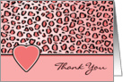 Thank You Pink Leopard Print and Heart Blank Card