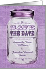 Rustic Mason Jar Wedding Save the Date Purple card