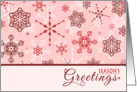 Elegant Red & Pink Snowflake Glitz Season’s Greetings Holiday Card
