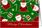Cute Round Santa Claus Presents and Candy Cane Merry Christmas Card