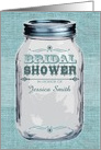 Rustic Mason Jar Bridal Shower Invitation Blue card