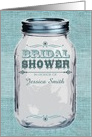 Rustic Mason Jar Bridal Shower Invitation Blue card