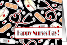 Cute Medical Supplies Happy Nurses Day Card - Black card