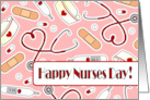 Cute Medical Supplies Happy Nurses Day Card - Pink card