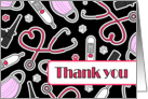 Cute Veterinarian Thank You Card Black card