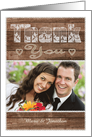 Rustic Wood and Lace Wedding Photo Thank You for the Wedding Gift card