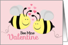 Bee Mine Valentine Pink Cute Bees Valentine’s Day Card