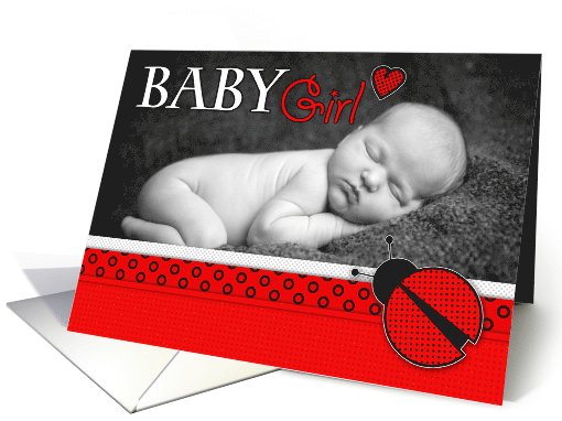 Baby Girl Little Ladybug Photo Birth Announcement card (1069229)