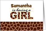 Brown Giraffe Print Girl Baby Shower Invitation card
