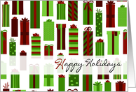 Green and Red Wrapped Presents Happy Holidays Card