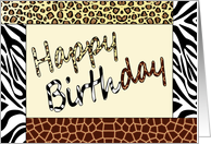 Happy Birthday Wild Animal Print card