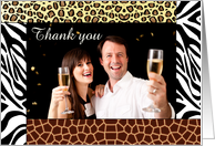 Wedding Thank You for the Gift Photo Card - Safari Animal Print card