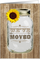Rustic Mason Jar Sunflower We’ve Moved Announcement card