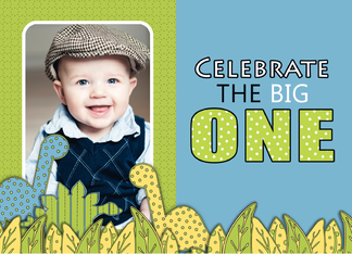 Cute Dinosaur First Birthday Party Invitations