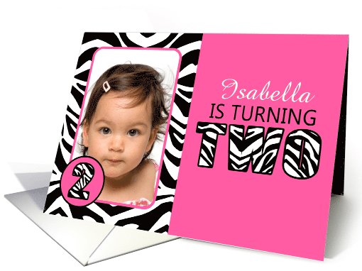 Cute Pink with Zebra Print Second Birthday Photo Party... (1104932)