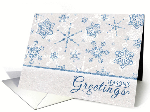 Elegant Blue & Silver Snowflake Glitz Season's Greetings Holiday card