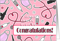 Cute Veterinary School Graduation Congratulations Pink card