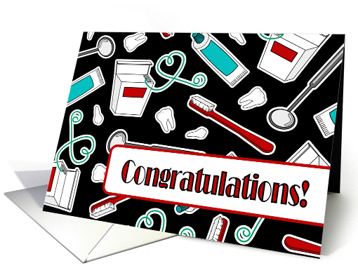 Dental Hygienist Graduation Congratulations Black card (1278048)